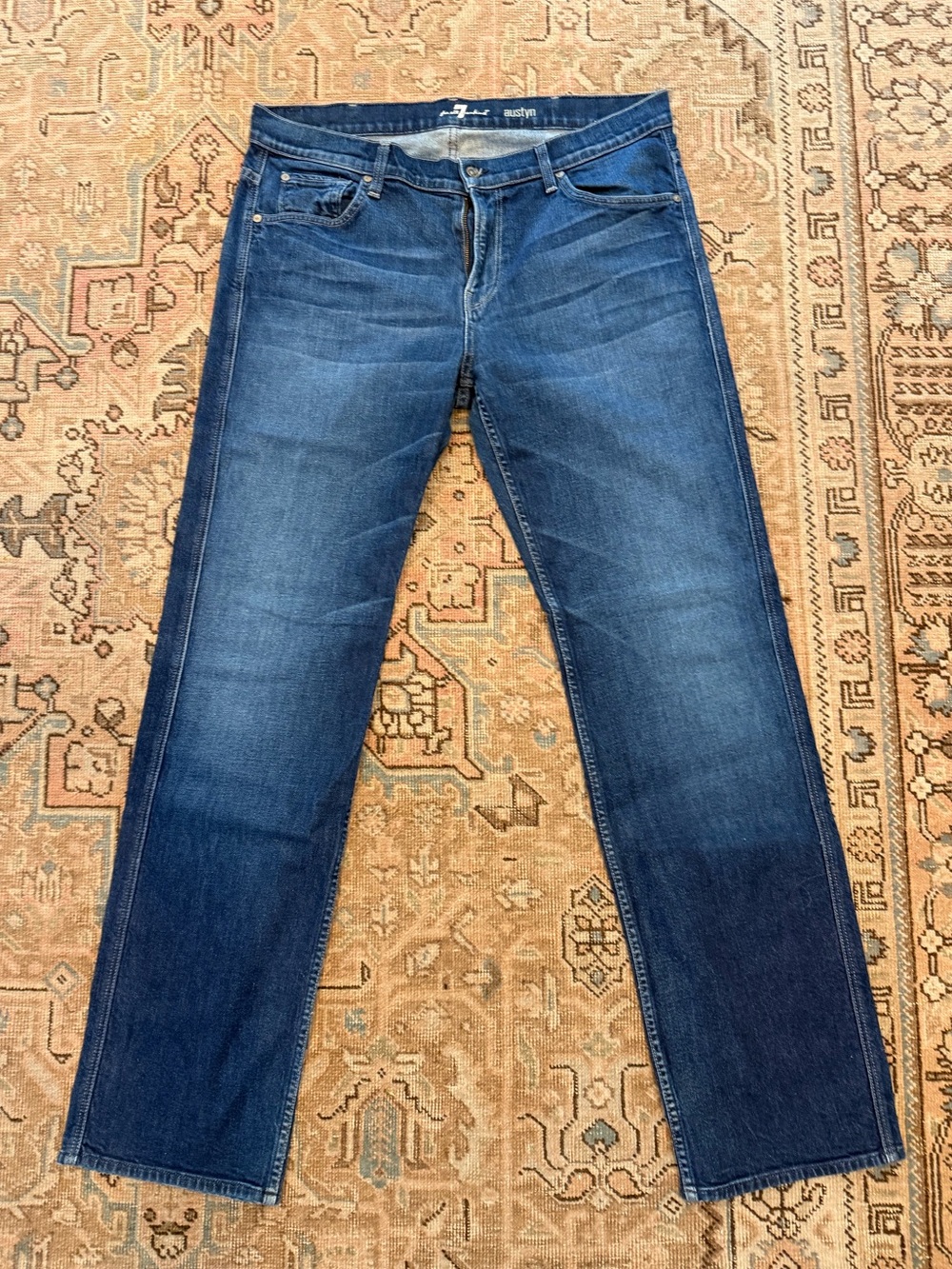 7 For All Mankind Men’s Slim Straight Indigo Blue Jeans